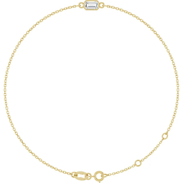 14k guld petit armbånd med hvid safir