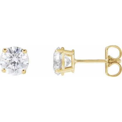 Klassisk solitaire ørering i 14kt guld med diamanter