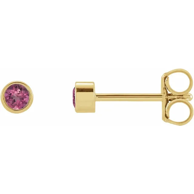 14kt petit guldøreringe med pink turmalin