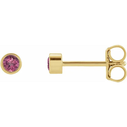 14kt petit guldøreringe med pink turmalin