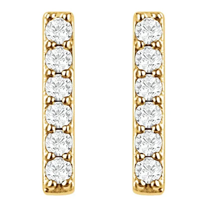 Diamantbar-øreringe i 14k guld med 0,1ct naturlige diamanter