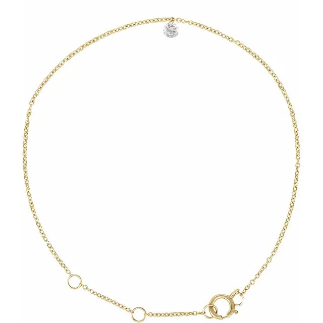 14k guld petit armbånd med diamant