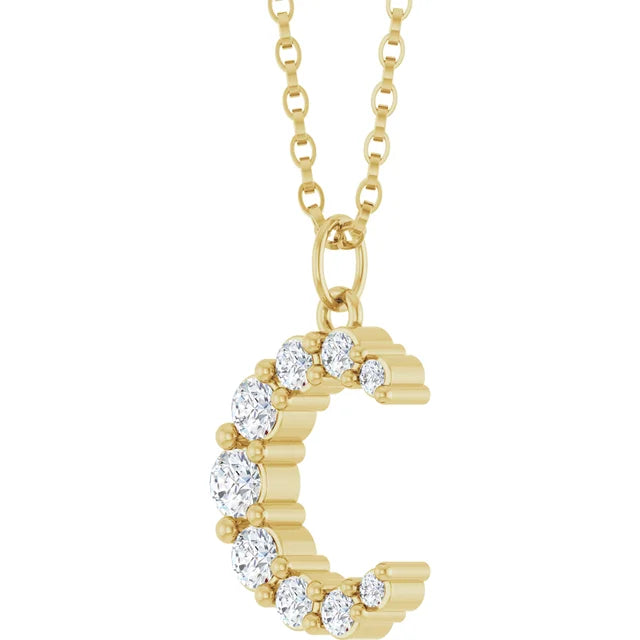 Celestial Moon halskæde i 14k guld med labgrown diamanter