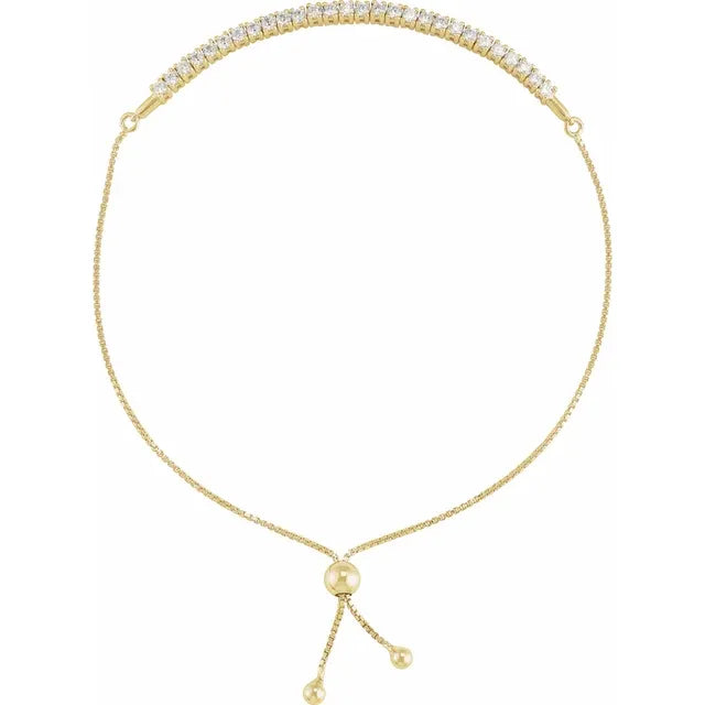 14kt guld Bolo Armbånd med diamanter