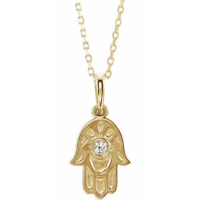 Halskæde med Hamsa og 0,03 CTW Diamant