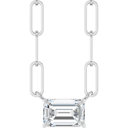 Solitaire sterling sølv halskæde med naturlig hvid safir