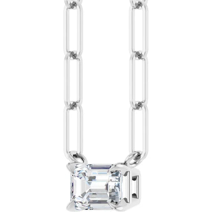 Solitaire sterling sølv halskæde med naturlig hvid safir