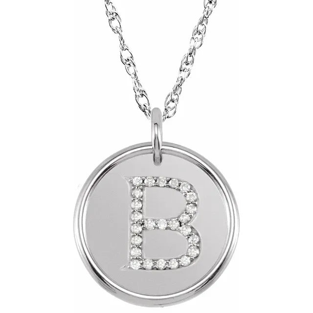 Sterlingsølv halskæde med diamant-initial vedhæng – Vælg Dit Bogstav