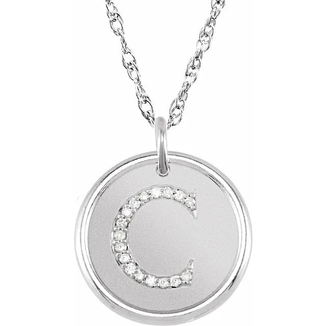 Sterlingsølv halskæde med diamant-initial vedhæng – Vælg Dit Bogstav