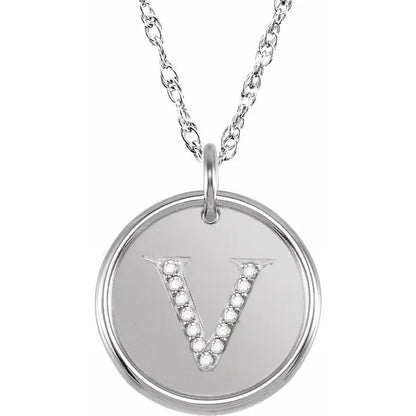 Sterlingsølv halskæde med diamant-initial vedhæng – Vælg Dit Bogstav